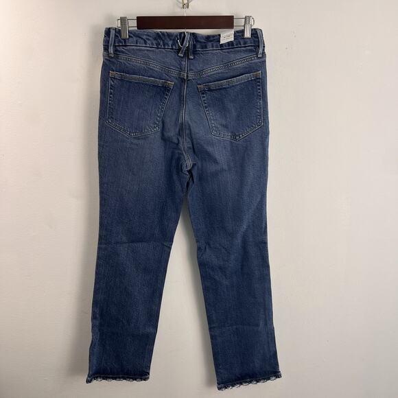 Good American Good Legs Straight Jeans Deep V Indigo 613 GLSDV220T Size 8 - Picture 2 of 5